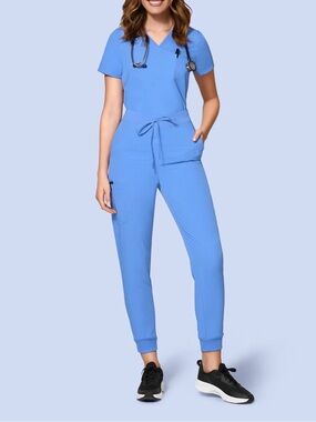 Mandala| EUC Women’s Blue Scrub Jogger Pants Size Small Cargo Stretch Medical